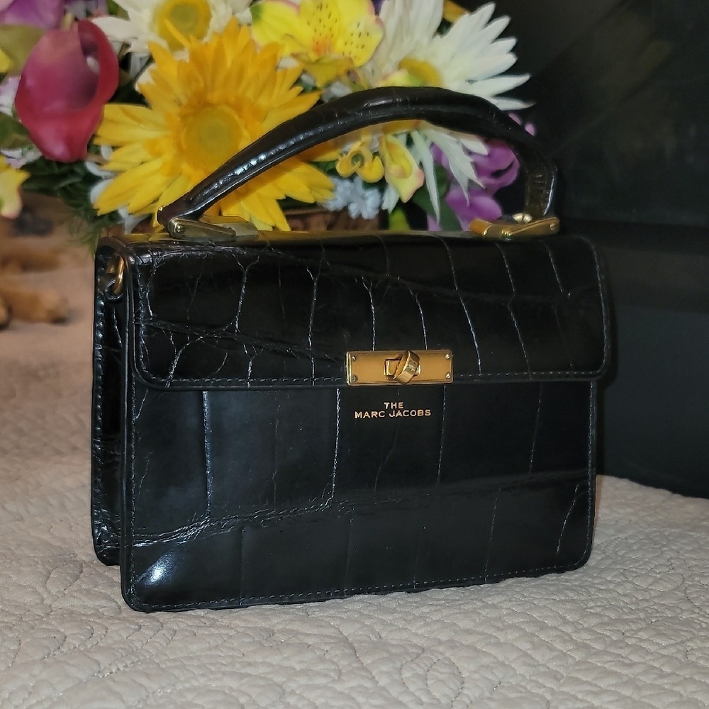 Marc Jacobs Black Croc-Embossed Mini Bag - Picture 3 of 11